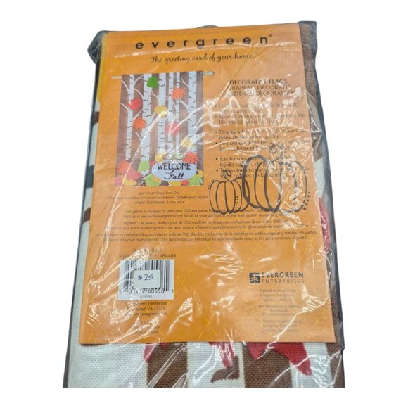 Evergreen Burlap Boutique Decorative Flag 28" X 44" Welcome Fall Autumn Birch - Picture 4 of 7